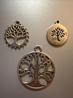 Silver Tree of Life Pendant Charms - Set of 3